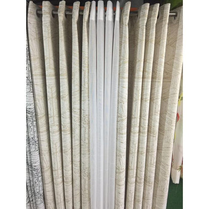 2Pcs New Arrivals Blackout Patterned Curtains and Eyelet Header (1.5m Each) with White Long0lasting Sheer with Eyelet Header (2m)
