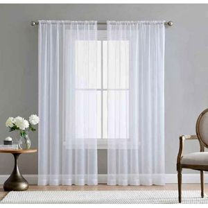 2Pcs New Arrival White Sheers with Rod Pocket Header (1.5m+1.5m).