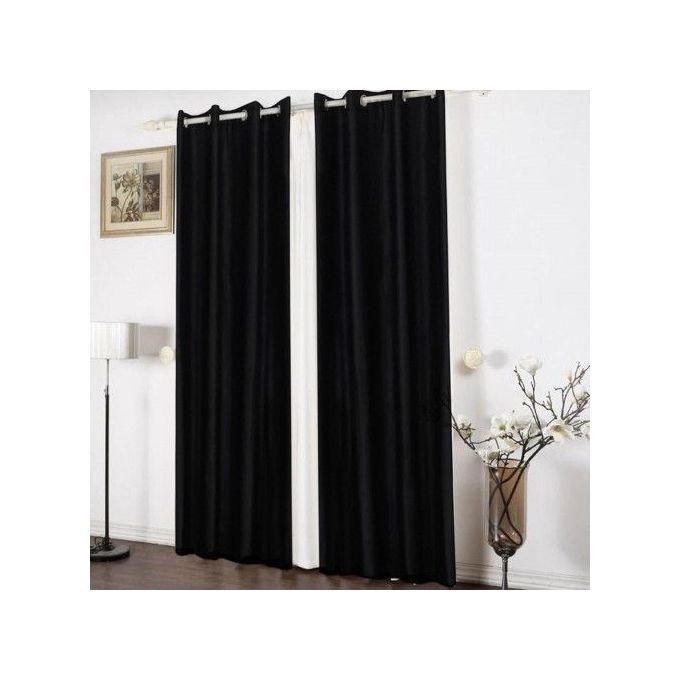 2Pcs Black Curtains (1.5m+1.5m) with 1Pc White Heavy Sheer (2m), All Panels Have an Eyelet Header and a Height of 2.4m