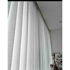 White Heavy Curtain Sheer For Window And Door With Rings 50% Blackout