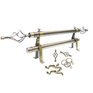 Modern Adjustable Double Curtain  Rods- Antique Brass. Window And Door Curtain Rods