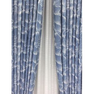 2PCS Modern Window Curtains Blue Patterned Measuring 2M+2M With A 1Pc Sheer 3M. Ideal For Living Room/bedroom/dining Room/study Room/home Office (exclusive Sheer). With White Plastic Eyelets