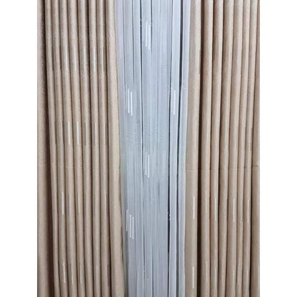 2Pcs Cream Blackout Floral Curtain with eyelet header (1.5m each) with 1Pc white Sheer with rod pocket header (2m)