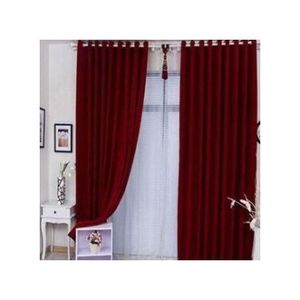 Maroon curtain 2PC (1.5m each) and FREE WHITE PLAIN SHEER