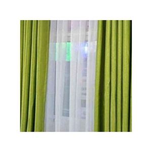 GREEN CURTAIN 2Pcs (1.5m each) with 2M WHITE SHEER for living room window and door