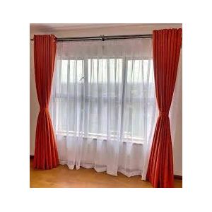 Orange CURTAINS 2Pcs (1.5m Each) Each 2M WHITE SHEER With FREE 2m Single Curtain Rod – Elegant Window Drapes For Living Room & Bedroom