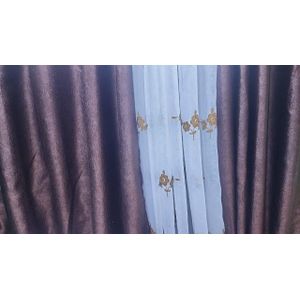 2Pcs BROWN  Curtains 3M (1.5M +1.5M) + 1Pc FREE FROLRAL SHEER (2M) window with a length of 1.5 meters  is best served by a 3-meter curtain.
