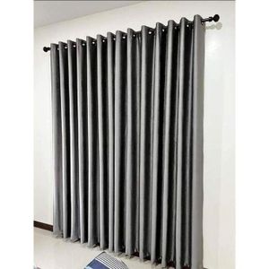 Modern Black Curtains (2 panels 1.5m each) with a 2m white sheer