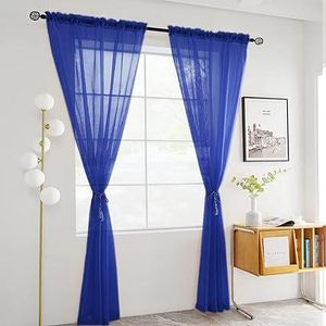 1Pc  Royal blue sheer For Window. Comes with Rod Pocket Header and a Height of 2.2M