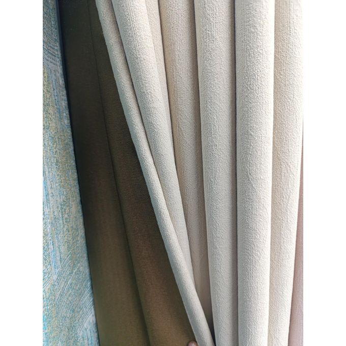 2pcs Heavy New Luxury curtain (2m Each) with 1pc Heavy White Plain sheer (3m). Both Curtains and Sheer have Eyelet Header