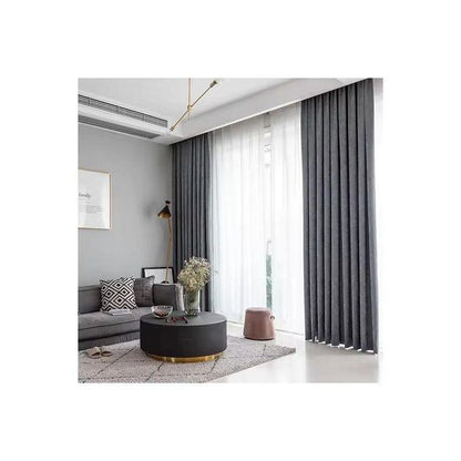 2pcs Grey Blackout Curtain (1.5m +1.5m) with a 2m Free Sheer