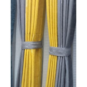 2Pcs Grey + 2Pcs Mustard Luxury Window Curtains Measuring 1.5M+1.5M+1.5M+1.5M. Ideal For Living Room/bedroom/dining Room/study Room/home Office (exclusive Sheer). With White Plastic Eyelets