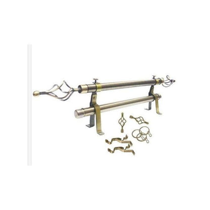 DURABLE 2M SILVER DOUBLE adjustable Curtain Rod