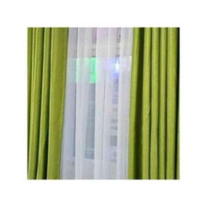 New Package Of Green Curtains , White Light Sheer For Window And Door, Double Curtain Rod + FREE MAGNETIC TIEBACK(PAIR)