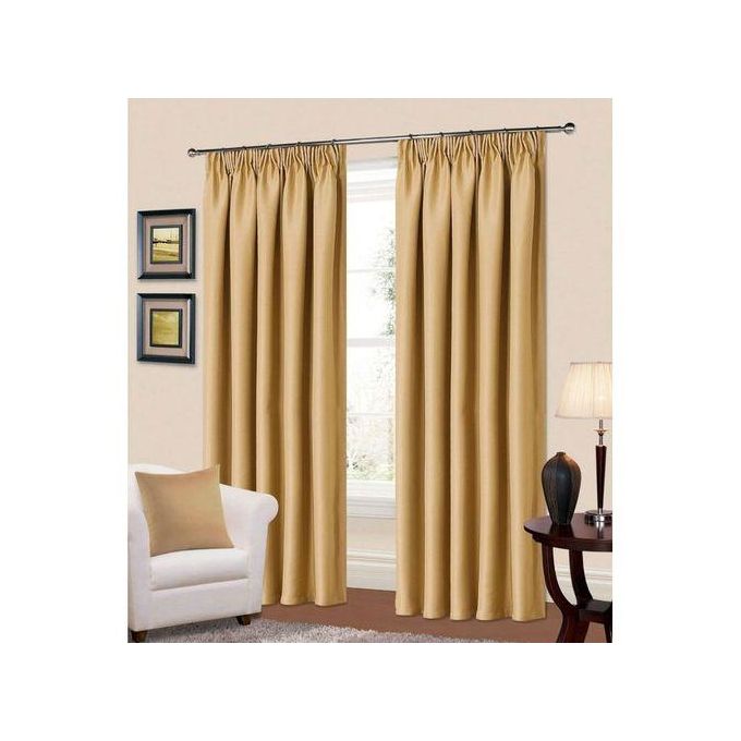 Two Panels Of Beige Curtains EACH 2m Long + 3m FREE SHEER