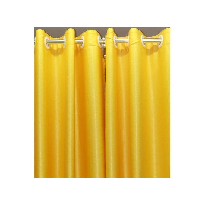 2Pcs Mustard Yellow Curtains 1.5M Each + 1Pc WHITE SHEER 2M