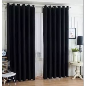 2PCS Modern Black Blackout Window Curtains For Living Room/bedroom/dining Room/study Room/home Office (exclusive Sheer)