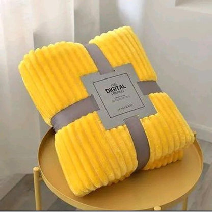 Digital Velvet Mustard Yellow Plain Warm Fleece Blankets.