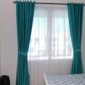1pn New Turquoise Curtain For Window And Door