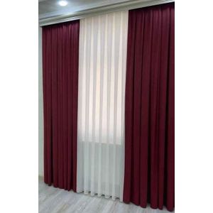 2pc  New Fashion Blackout Curtains (2.5m Each) with 1pc Heavy White Plain Sheer (3m). Both Curtains and Sheer have Eyelet Header for Easy Installation and Premium Look.