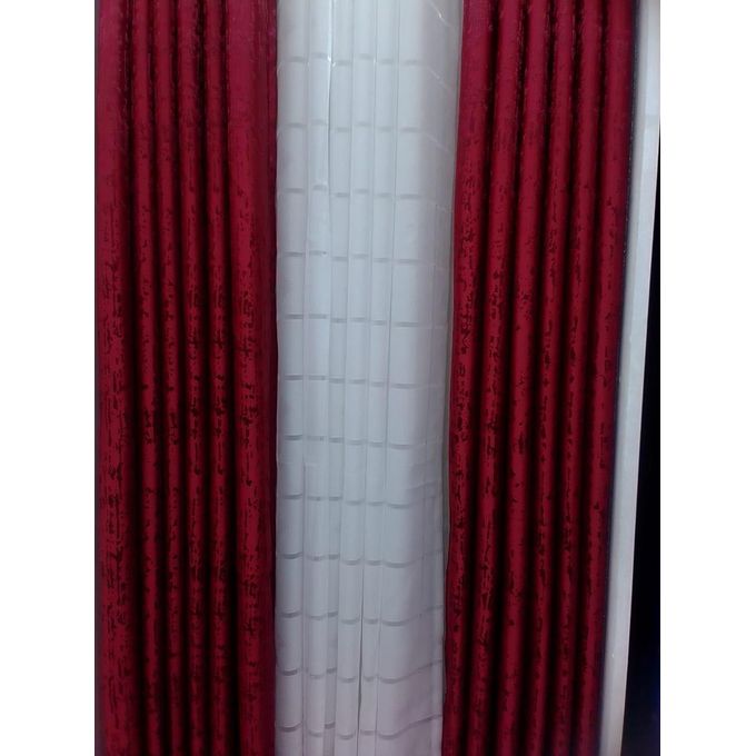 : 2pc  New Fashion Blackout Curtains (4m Each) with 1pc Heavy White Plain Sheer (3m). Both Curtains and Sheer have Eyelet Header for Easy Installation and Premium Look.