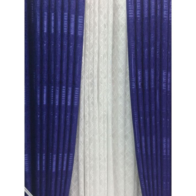 2PCS Modern Window Curtains Purple Patterned Measuring 2M+2M With A 1Pc Sheer 3M. Ideal For Living Room/bedroom/dining Room/study Room/home Office (exclusive Sheer). With White Plastic Eyelets