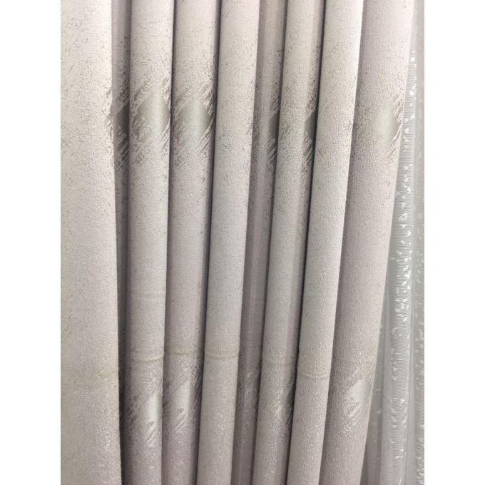 2PCS Modern Window Curtains Beige Patterned Measuring 2M+2M With A 1Pc Sheer 3M. Ideal For Living Room/bedroom/dining Room/study Room/home Office (exclusive Sheer). With White Plastic Eyelets