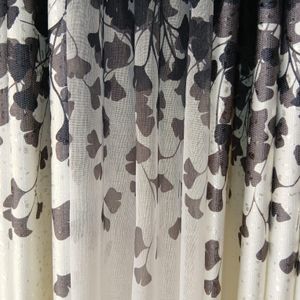 2Pcs Heavy Blackout Patterned Curtain and Eyelet Header (1.5M Each) with Matching Embroidered White Heavy Sheer with Rod Pocket Header (2M)