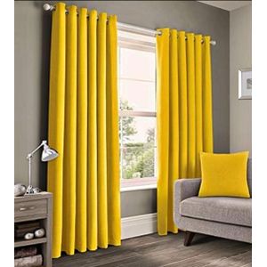 MUSTARD YELLOW CURTAINS 2Pcs (1.5m each) with 2M WHITE SHEER For living room window and door