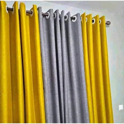 High Quality Heavy Luxury Curtains GREY+MUSTARD combination.