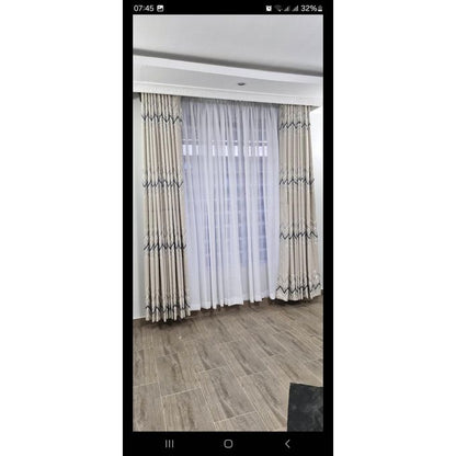 Grey weaves Heavy Curtain  3M(1.5m+1.5m) and 2m sheer