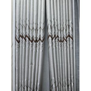 2Pcs Superb Quality Heavy Fabric Cream With Brown Patterns Curtains For Home Window and Door. They Come with Eyelet Header. Sheer Excluded. 