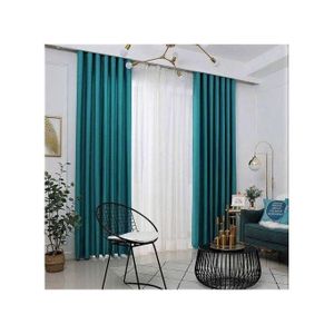 2Pcs Stylish TURQUOISE Curtains (1.5M Each) + FREE SHEER