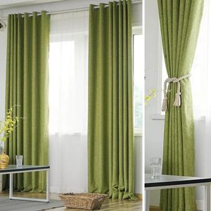 2PCS OF GREEN  Curtain And 1PCS  White Sheer For Window And Door