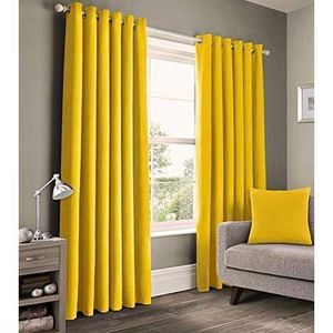 1pc Super-Blackout Mustard Yellow Curtain With Eyelet Header and Height of 240cm for Excellent Wall-to-Wall Home Design