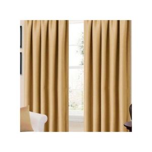 2PCs BEIGE/GOLD Curtains For Doors And Windows + FREE SHEER