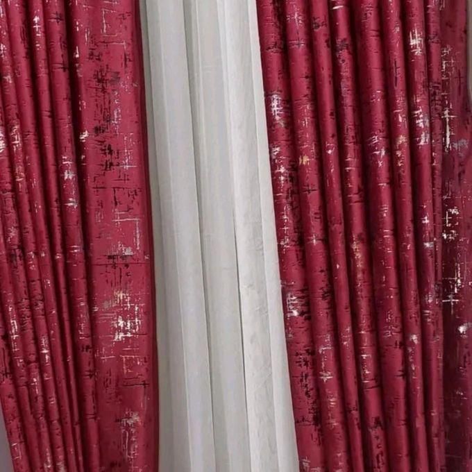 MAROON  blackout VELVET curtain comes in panels of 2pcs  CURTAIN 3M(1.5M+1.5M) and 2m sheer,Both curtain and sheer have eyelet header design and they are long enough to cover your window,with  the height of 225cm.