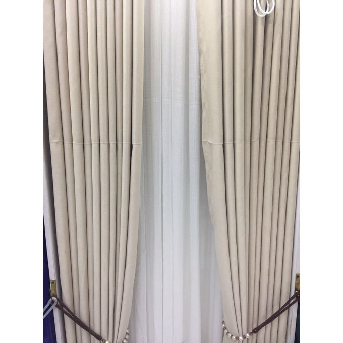 2PCS Modern Window Curtains Cream White Measuring 2M+2M With A 1Pc Sheer 3M. Ideal For Living Room/bedroom/dining Room/study Room/home Office (exclusive Sheer). With White Plastic Eyelets