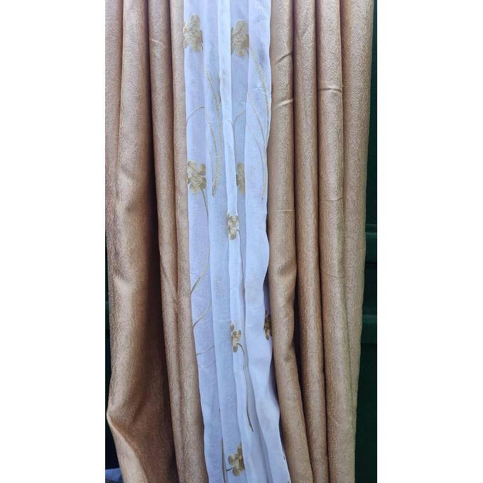 2Pcs Special Gold Curtains 3M (1.5M +1.5M) + 1Pc FREE White Embroidered Sheer (2M) window with a length of 1.5 meters  is best served by a 3-meter curtain.