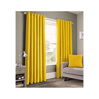 Mustard Yellow CURTAINS 2Pcs (1.5m Each) Each 2M WHITE SHEER With FREE 2m Single Curtain Rod – Elegant Window Drapes For Living Room & Bedroom.