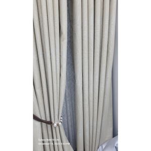2PCS Modern Window Curtains Light Grey Patterned Measuring 2M+2M With A 1Pc Sheer 3M. Ideal For Living Room/bedroom/dining Room/study Room/home Office (exclusive Sheer). With White Plastic Eyelets