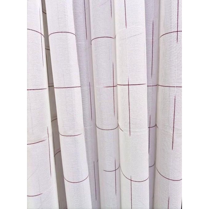 1pc of 6m New White Heavy  sheer with maroon line and it an eyelet header  for Home Window and Door