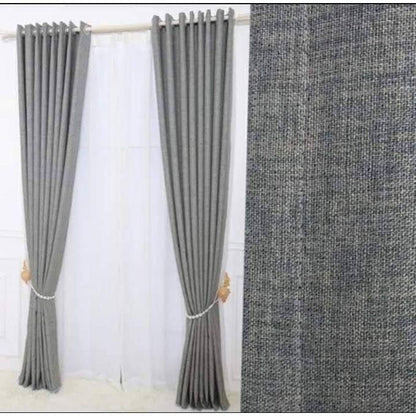 GREY CURTAINS(ngunia) 2Pcs (1.5m Each) With 2M HEAVY WHITE SHEER For Living Room Window And Door
