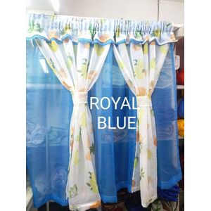 SKY BLUE 1PCS plain Of New Style Kitchen sheers attached  to 2pc sheer And 1.12M Height) Unique Kitchen 3m Sheers