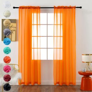1Pc Orange Sheer For Window. Comes With Rod Pocket Header And A Height Of 2.2M