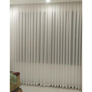  2Pc Premium-Quality White Heavy Plain Sheers (9m+9m) with Eyelet Header and White Rings (Wall-to-Wall Design Ideal For a Large Lounge/Living Room/Dining Room Window)