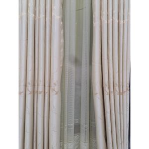 2PCS Modern Window Curtains Beige With Patterns Measuring 2M+2M With A 1Pc Sheer 3M. Ideal For Living Room/bedroom/dining Room/study Room/home Office (exclusive Sheer). With White Plastic Eyelets