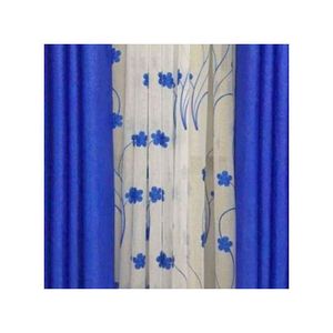 2PCS ROYAL BLUE CURTAIN 3M(1.5m each)+ 2M FREE floral SHEER ELEGANT LIVING ROOM 
