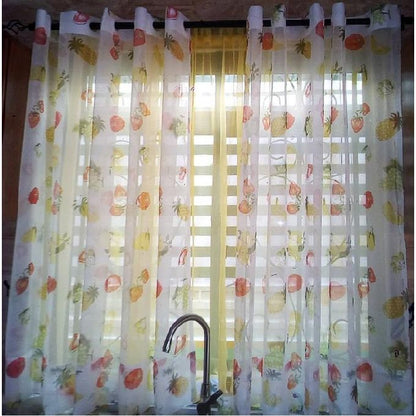 2Pcs Floral Kitchen Sheer Each Measuring 1.3m in length and 1.4m in height,with Eyelet Header
