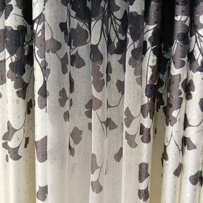 2pcs Heavy Blackout  patterned Curtain and Eyelet Header (1.5m Each) With White Heavy Matching Embroidered Sheer with Rod Pocket Header (2M).